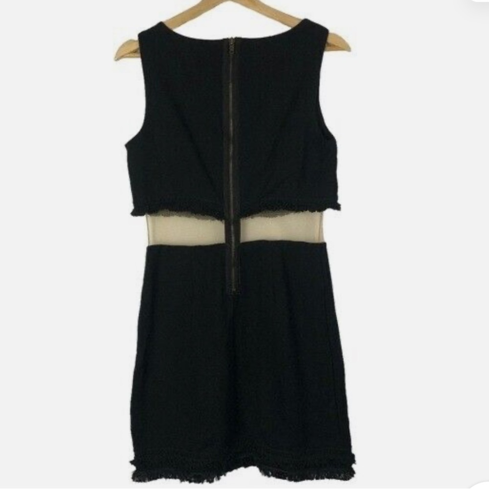 🎉Bailey/44 Dress w/ Sheer Panel w/ Double Fringe @ Hem & Fringe Above Panel SzL - Picture 4 of 10